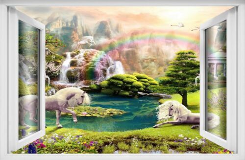 Unicorn 3d Wall Art Sticker Decal Poster Foresta Incantata Fantasy Bambini  Ragazza Az31 | Ebay Pertaining To Most Popular Forest Wall Art (View 12 of 20)