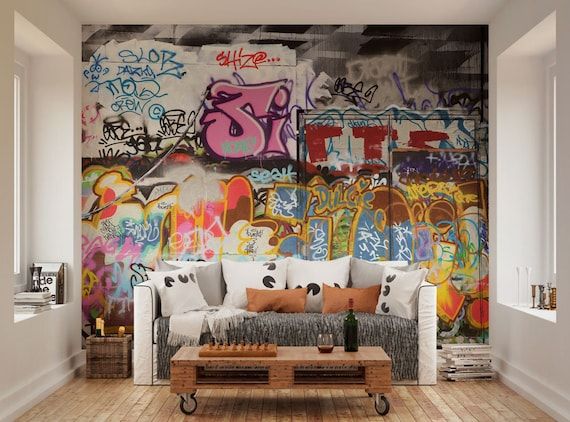 Urban Graffiti Street Wall Art Papier Peint Mural Papier – Etsy France Intended For 2017 Urban Wall Art (View 4 of 20)