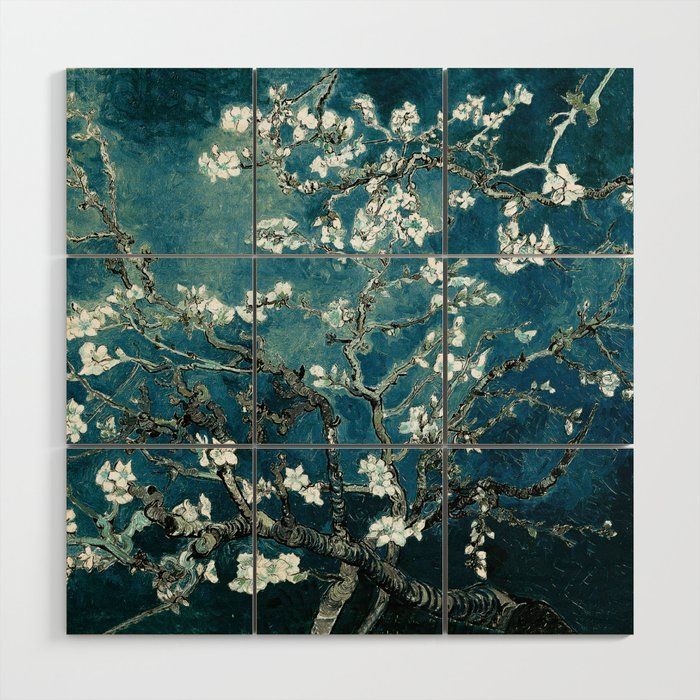 Van Gogh Almond Blossoms : Dark Teal Wood Wall Artpurevintagelove |  Society6 Throughout Recent Dark Teal Wood Wall Art (View 1 of 20)
