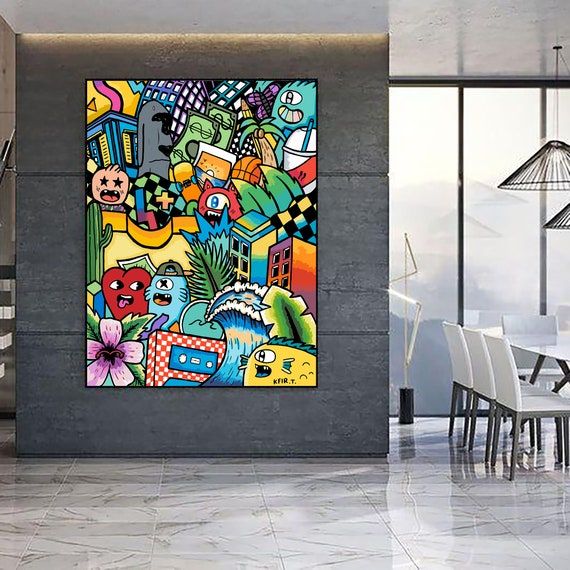 Vertical Colorful Street Art Painting Pop Art Canvas Art – Etsy With Recent Graffiti Style Wall Art (View 4 of 20)