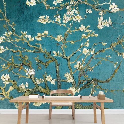 Vibrant Bleu Sarcelle Vert "almond Blossom" Par Vincent Van Gogh Mural –  66x96 | Ebay In Most Up To Date Almond Blossoms Wall Art (View 9 of 20)