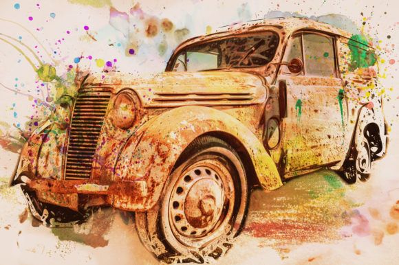Vintage Car Wall Art Printable Classic Graphictopstar · Creative Fabrica Within Most Current Vintage Rust Wall Art (View 18 of 20)
