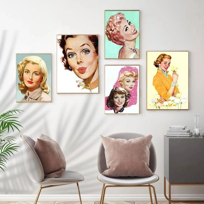 Vintage Fashion Beautiful Women Portrait Poster Retro Wall Art Canvas Prints  Watercolor Painting Pictures Bedroom Art Wall Decor|painting & Calligraphy|  – Aliexpress With Latest Retro Wall Art (View 18 of 20)
