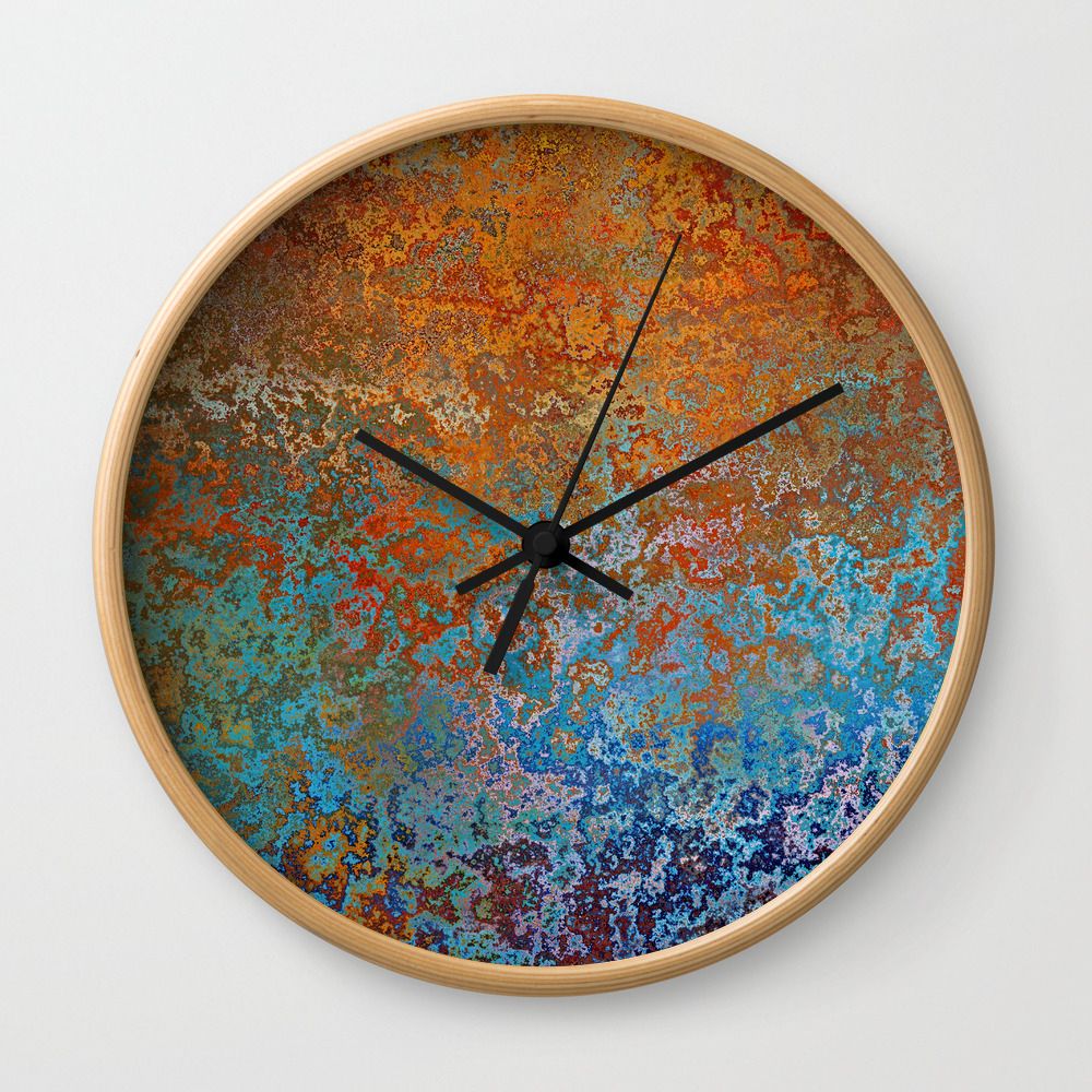 Vintage Rust, Terracotta And Blue Wall Clockmegan Morris | Society6 Within Best And Newest Vintage Rust Wall Art (Gallery 20 of 20)