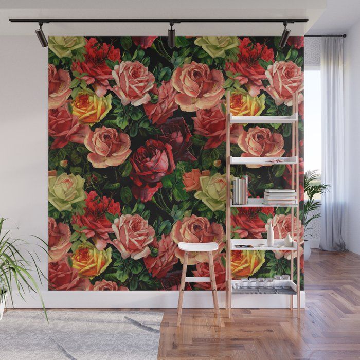 Vintage & Shabby Chic – Floral Roses Flowers Rose Wall Muralvintage  Love | Society6 Inside Recent Roses Wall Art (View 4 of 20)