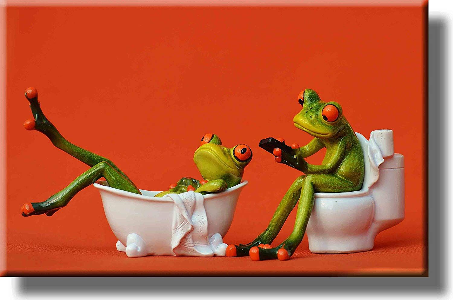 Wall Art Painting On Canvas Frog In Bathroom Wall Decor Funny Frog Painting  For Livingroom Bedroom Decoration Framed Painting Ready To Hang –  Walmart For Newest Frog Wall Art (View 2 of 20)
