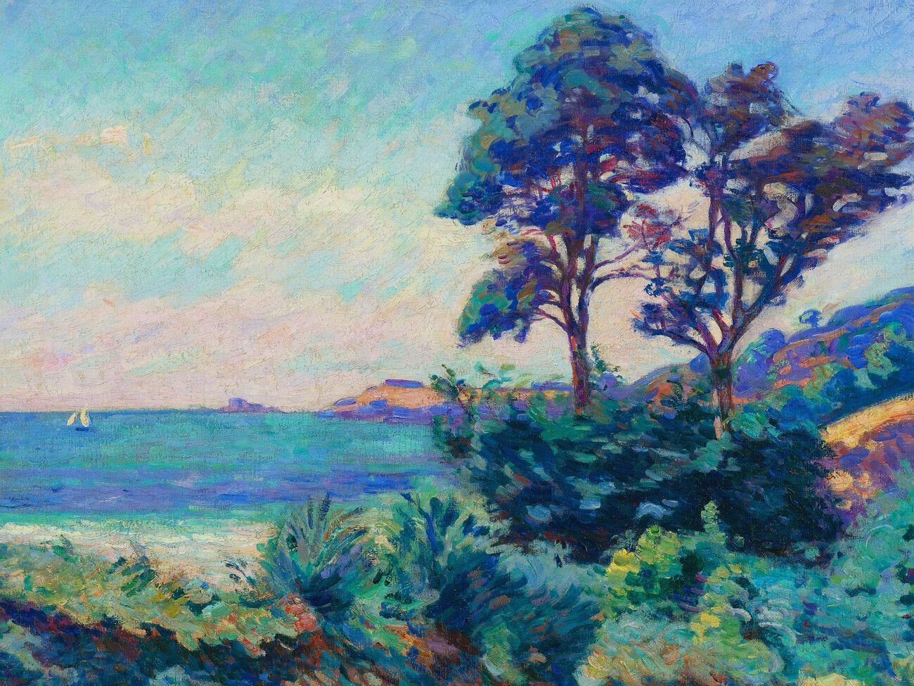 Wall Art Print | Marine À Saint Palais (tropical Landscape With A Boat On  The Water) – Armand Guillaumin | Europosters Intended For 2017 Tropical Landscape Wall Art (View 10 of 20)