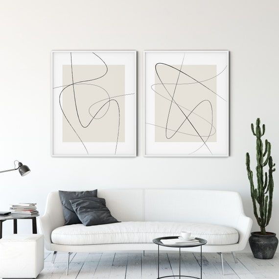 Wall Art Set Of 2 Prints Abstract Line Art Print Modern Line – Etsy France Inside Newest Line Abstract Wall Art (View 6 of 20)