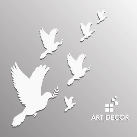Wall Decor Design Pigeon White Silhouettes Design Vectors Stock In Format  For Free Download  (View 14 of 20)