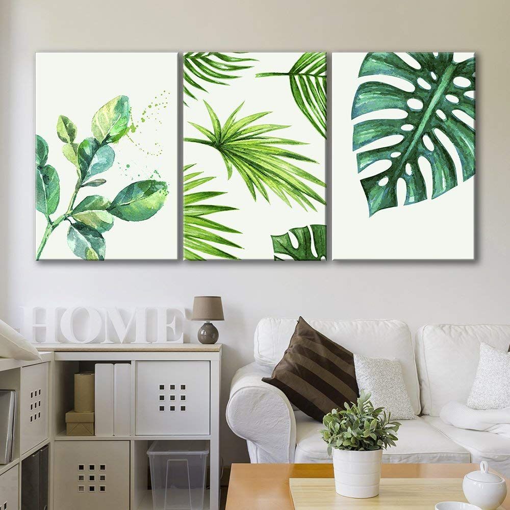 Wall26 Style Green Tropical Leaves – Canvas Art Wall Decor – 16"x24"x3  Panels – Walmart For Most Current Abstract Tropical Foliage Wall Art (View 16 of 20)