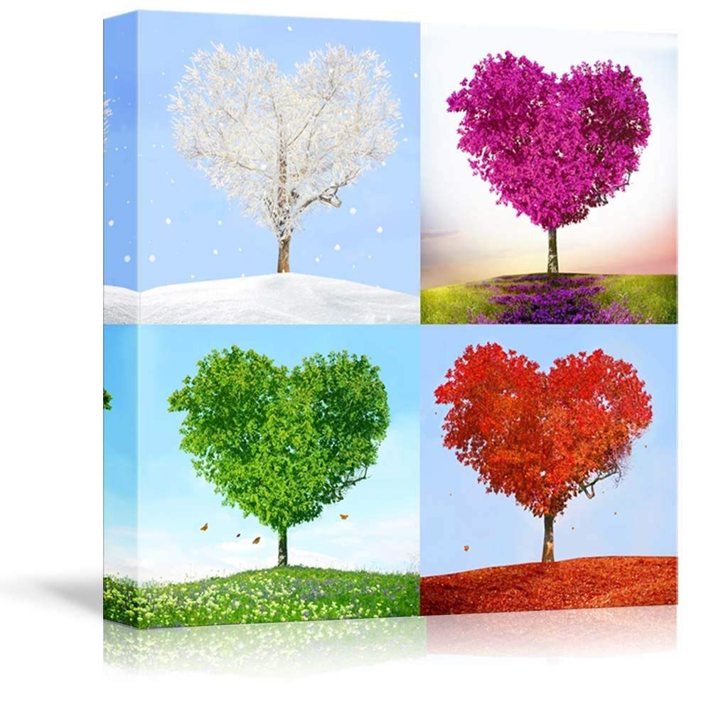 Wall26 Tree Of Love In Four Seasons (winter Spring Summer Autumn) – Canvas  Art Wall Decor – 24" X 24" – Walmart Throughout Most Popular Spring Summer Wall Art (View 16 of 20)