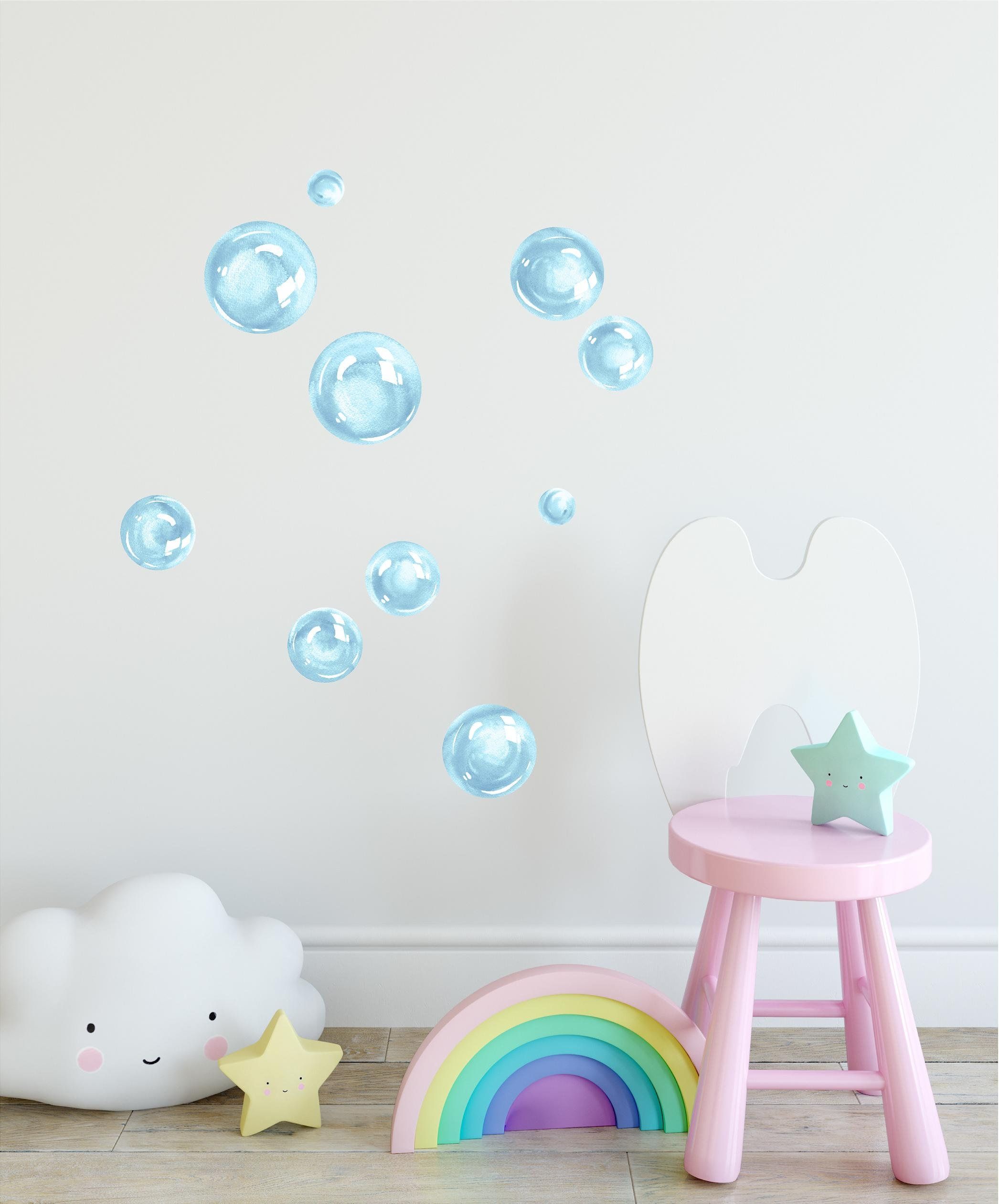Watercolor Blue Bubbles Wall Decal Set Ocean Sea Bubble Fabric – Etsy With Best And Newest Bubble Wall Art (View 5 of 20)