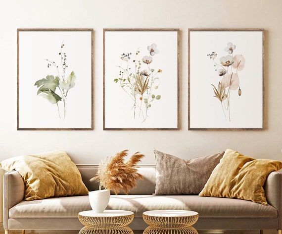 Watercolor Botanical Print Set Of 3 Gallery Wall Art Floral – Etsy Norway In Most Recent Watercolor Wall Art (View 1 of 20)