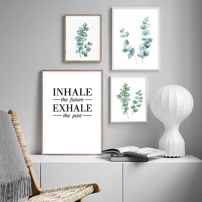 Watercolor Eucalyptus Leaves Wall Art Canvas Painting Green Plant Nordic  Optimistic Quote Posters And Prints Home Decoration – Painting &  Calligraphy – Aliexpress With 2018 Eucalyptus Leaves Wall Art (View 8 of 20)