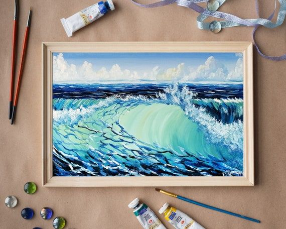 Wave Painting Ocean Original Art Seascape Oil Painting Ocean – Etsy France Throughout 2018 Waves Wall Art (View 13 of 20)
