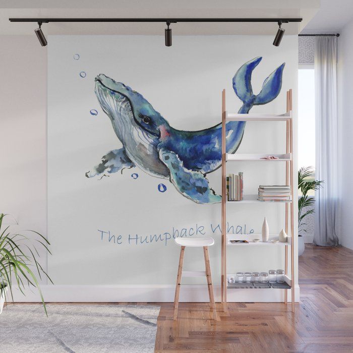 Whale Artowrk, Humpback Whale Wall Muralsurenart | Society6 With Regard To 2018 Whale Wall Art (View 3 of 20)