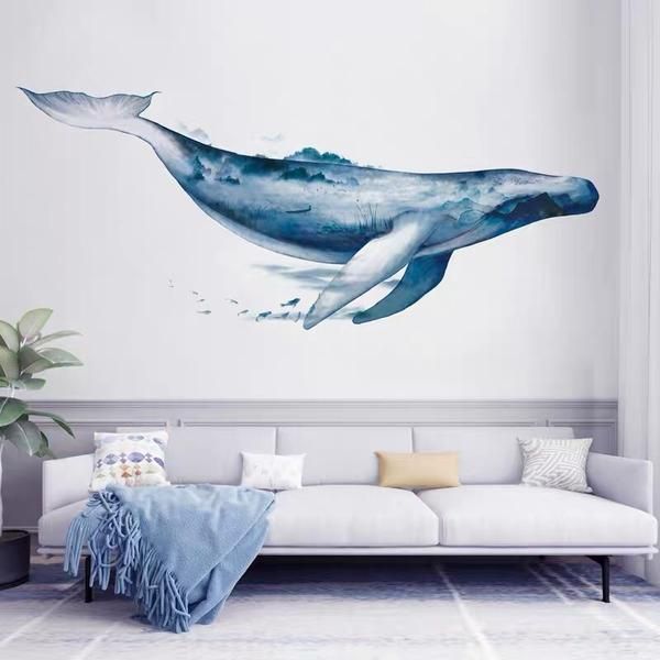 Whale Wall Decals | Whale Wall Art, Whale Wall Decals, Wall Stickers Home  Decor Inside Most Recent Whale Wall Art (View 4 of 20)