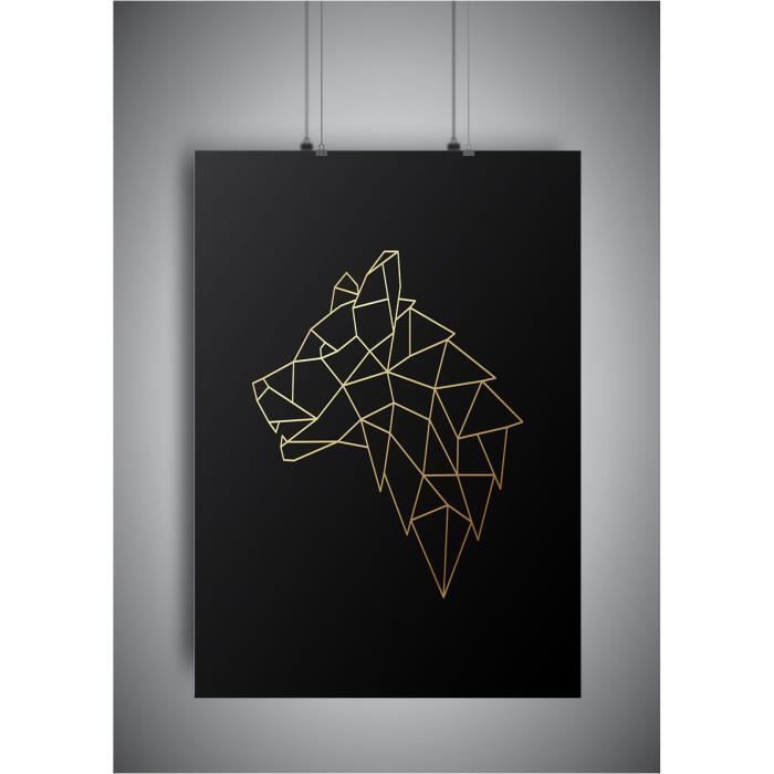Wolf Loup Golden Geometric Wall Art Poster – A4 (21x29,7cm) – Cdiscount  Maison Throughout Recent Modern Geometric Wall Art (View 14 of 20)