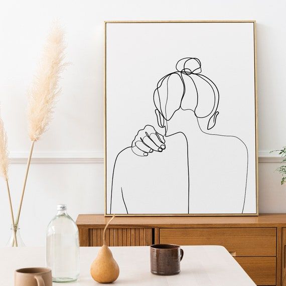 Woman Back Drawing Female Art Print One Line Art Printable – Etsy Italia For Most Recent Female Wall Art (View 7 of 20)