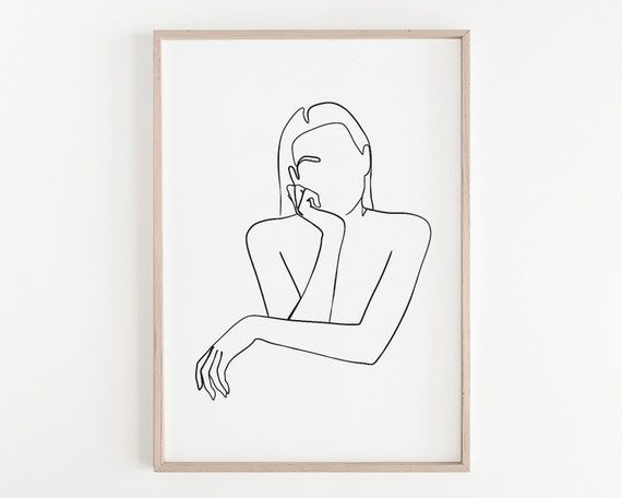 Woman Face Art Printable Wall Art Female Line Drawing – Etsy Italia Pertaining To Newest Female Wall Art (View 3 of 20)