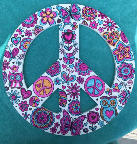 Wood Peace Sign 15” Wall Decor Art Flower Power Hippy Boho Groovy Toy R Us  | Ebay Inside Most Recent Peace Wood Wall Art (View 17 of 20)
