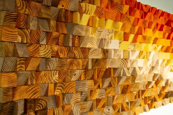 Wood Wall Art Orange White Art Reclaimed 3d Wood Mosaic – Etsy Uk Regarding Newest Orange Wood Wall Art (View 4 of 20)