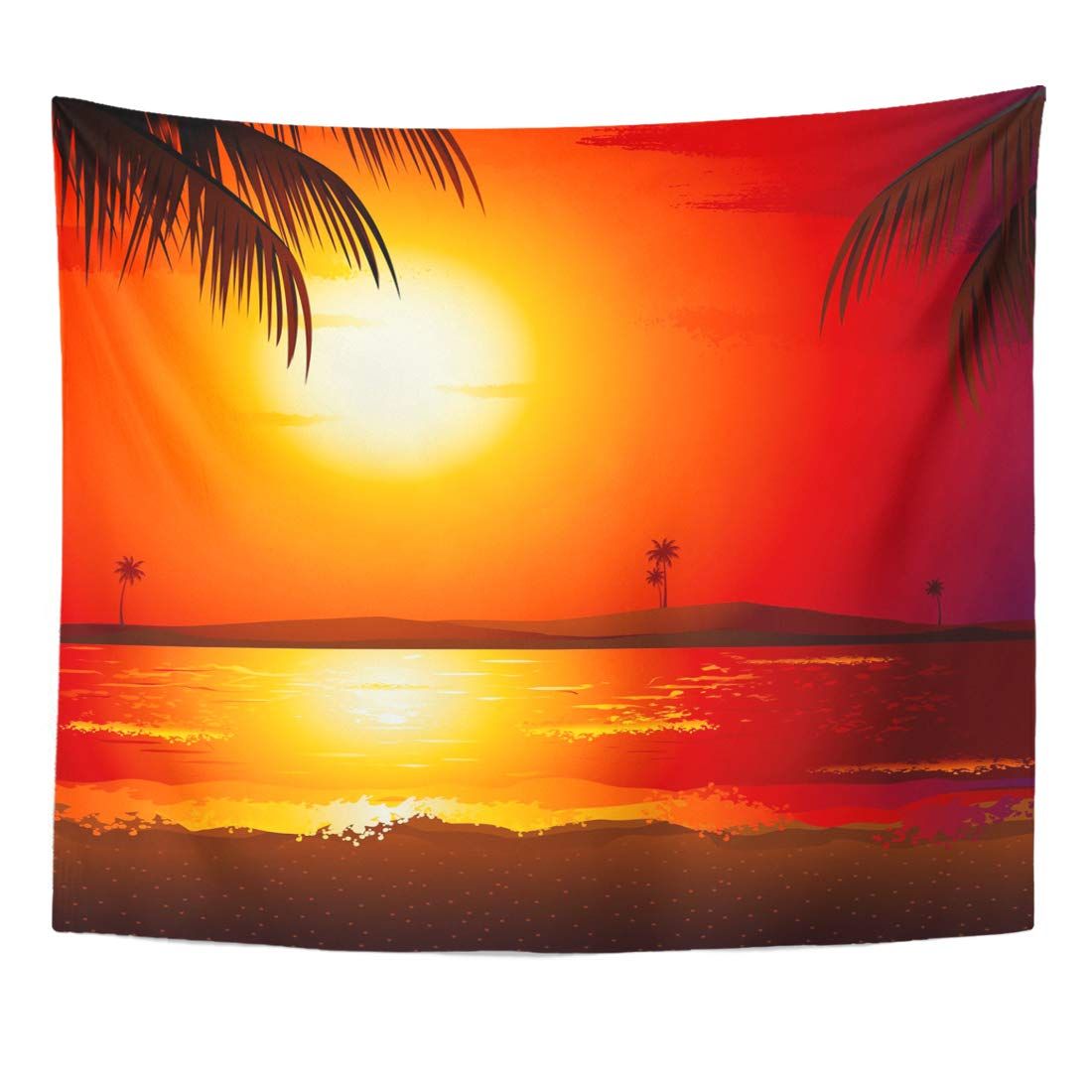 Zealgned Evening Tropical Sunset View In Beach With Palm Tree Sea Scene  Scenery Wall Art Hanging Tapestry Home Decor For Living Room Bedroom Dorm  60x80 Inch – Walmart – Walmart In Best And Newest Tropical Evening Wall Art (View 13 of 20)