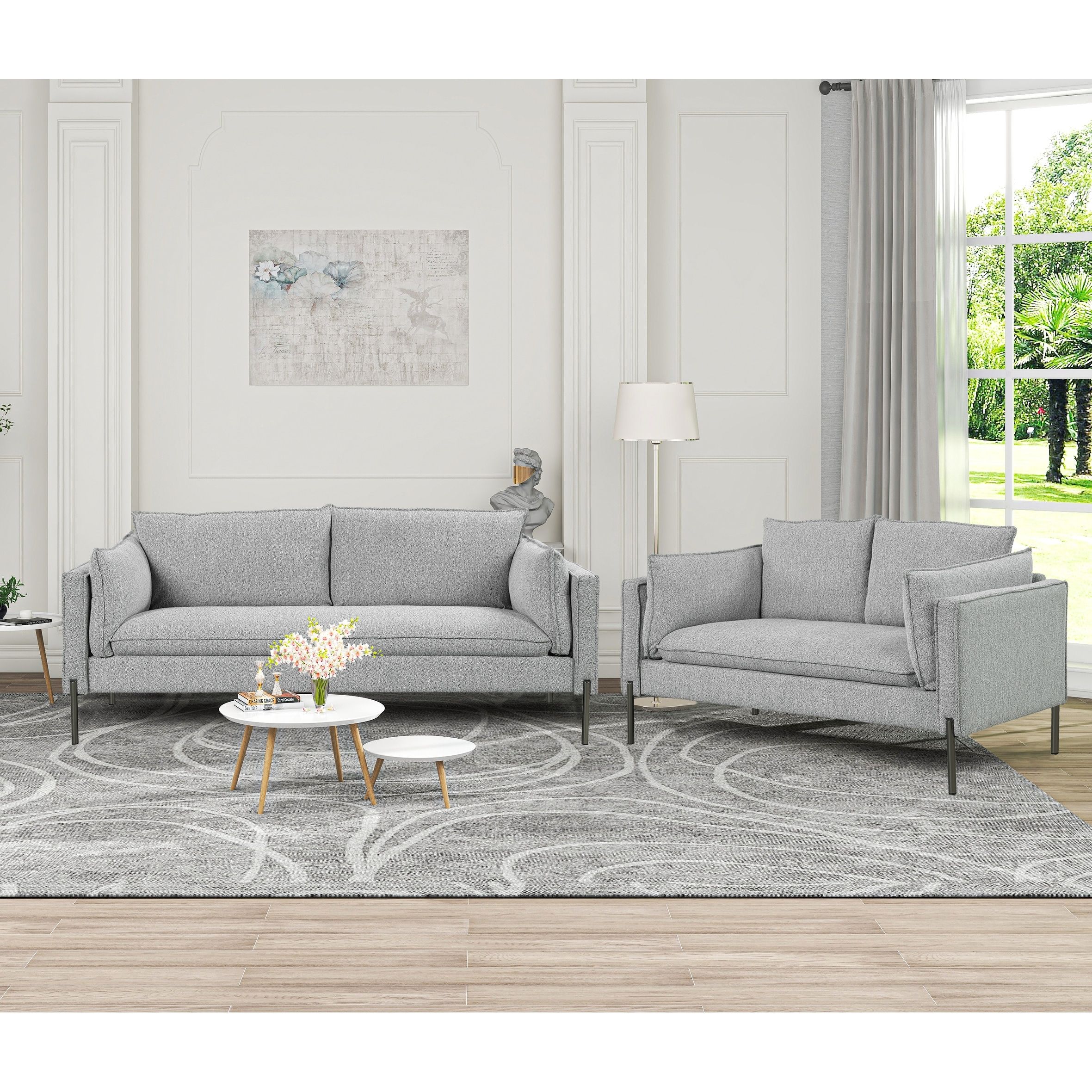 2 Piece Sofa Sets Modern Linen Fabric, Loveseat And 3 Seat Couch Set  Furniture – – 36800312 Regarding Modern Linen Fabric Sofa Sets (Gallery 1 of 20)