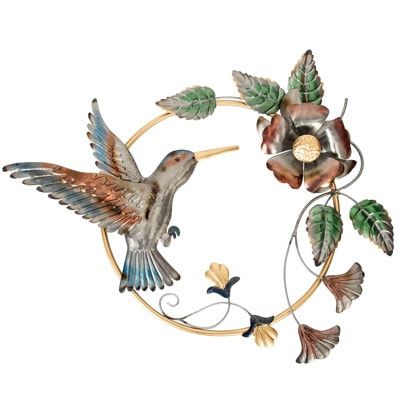 25 3/4 Inches Wide X 20 Inches High Metal Hummingbird And Flower Wall Decor  – Globe Imports Regarding Most Recently Released Hummingbird Wall Art (View 16 of 20)