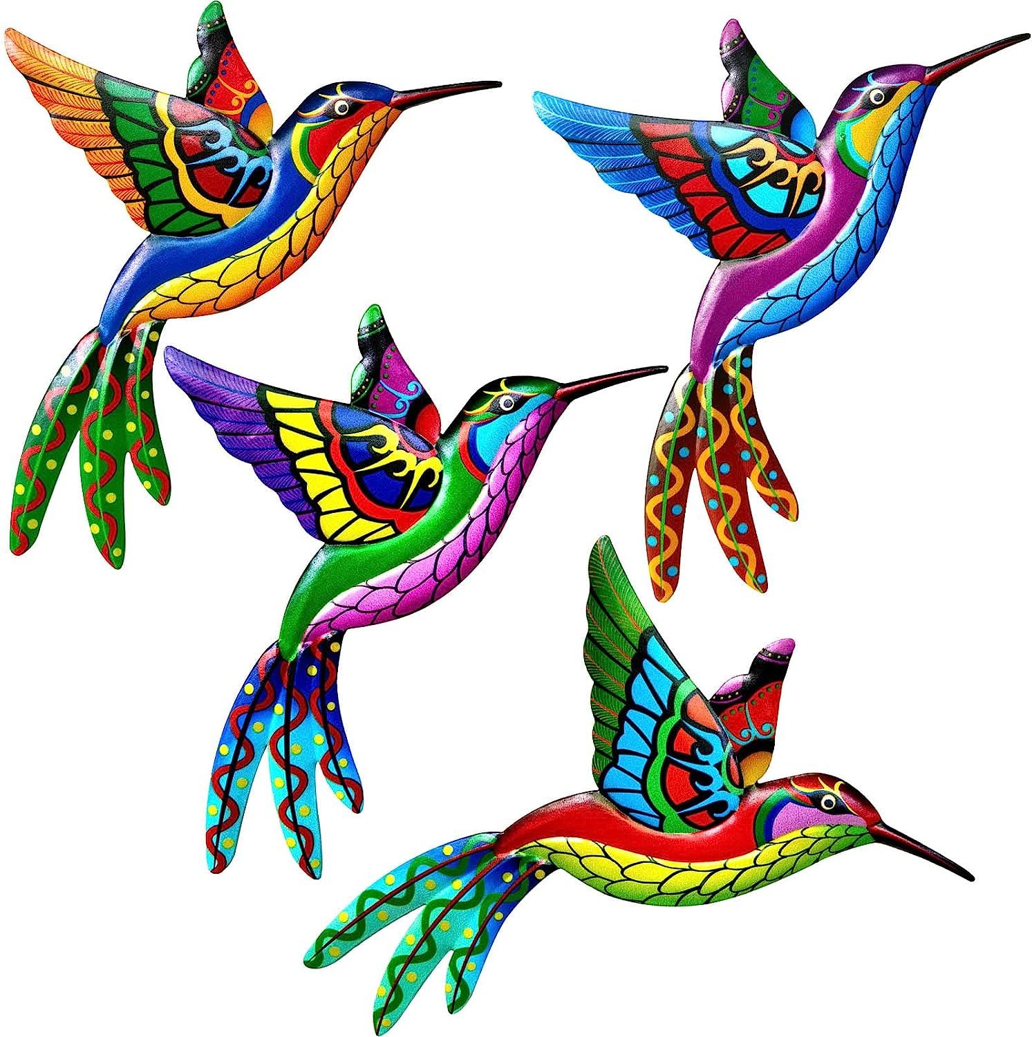 4 Pack Metal Hummingbird Wall Art Decor Metal | Ubuy France Intended For Most Current Iron Outdoor Hanging Wall Art (View 4 of 20)