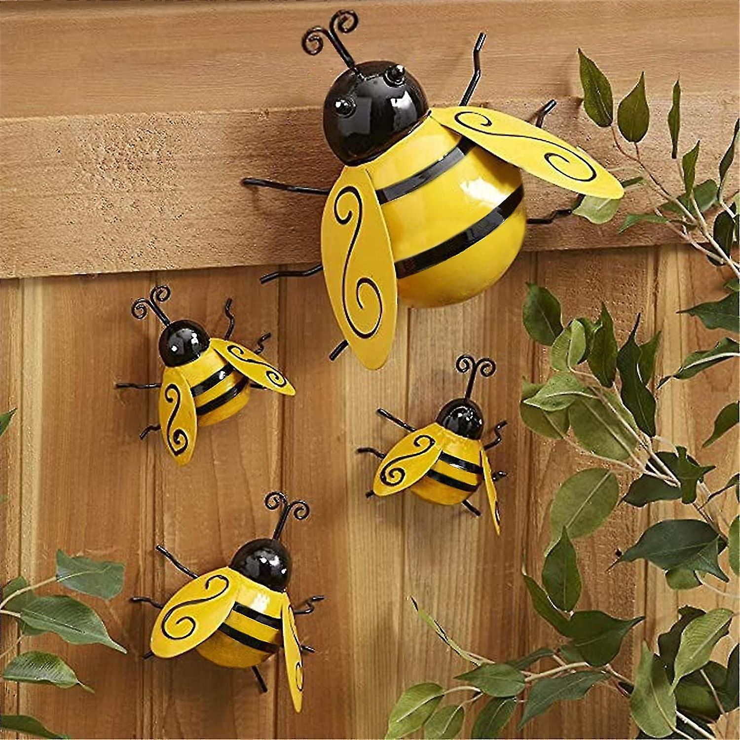 4 Pcs Metal Bumble Bee Decorations, Wall Art Bee 3d Sculpture Ornament,  Bumble Bee Metal Garden Ornaments | Fruugo Fr Within Current Bee Ornament Wall Art (Gallery 1 of 20)