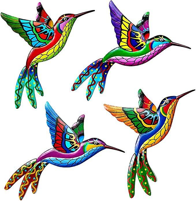 4 Pcs Metal Hummingbird Wall Decor Art , Colorful Birds Sculpture Hanging  Garden 3d Metal Hummingbird For Indoor Outdoor Backyard Living | Fruugo Be Throughout Newest 3d Metal Colorful Birds Sculptures (View 4 of 20)