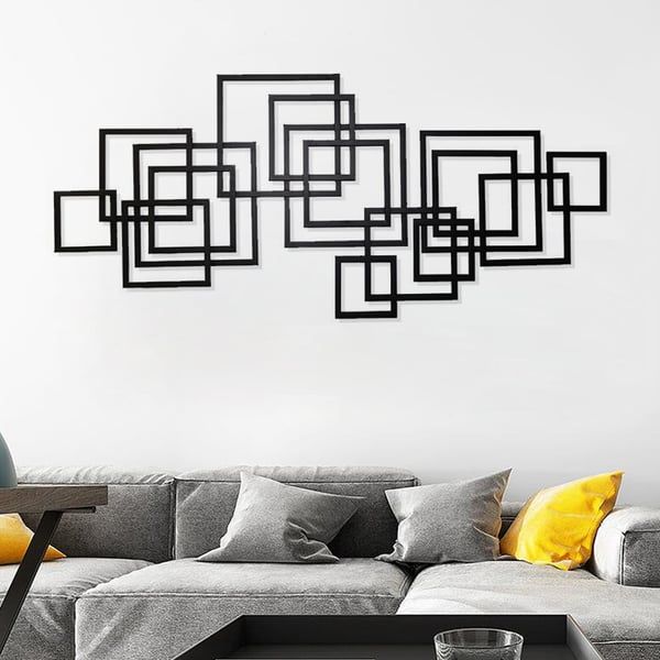 47.2" Modern Rectangle Black Wall Decor Minimalist Metal Geometric Art For  Living Room Homary Regarding 2018 Black Minimalist Wall Art (Gallery 5 of 20)