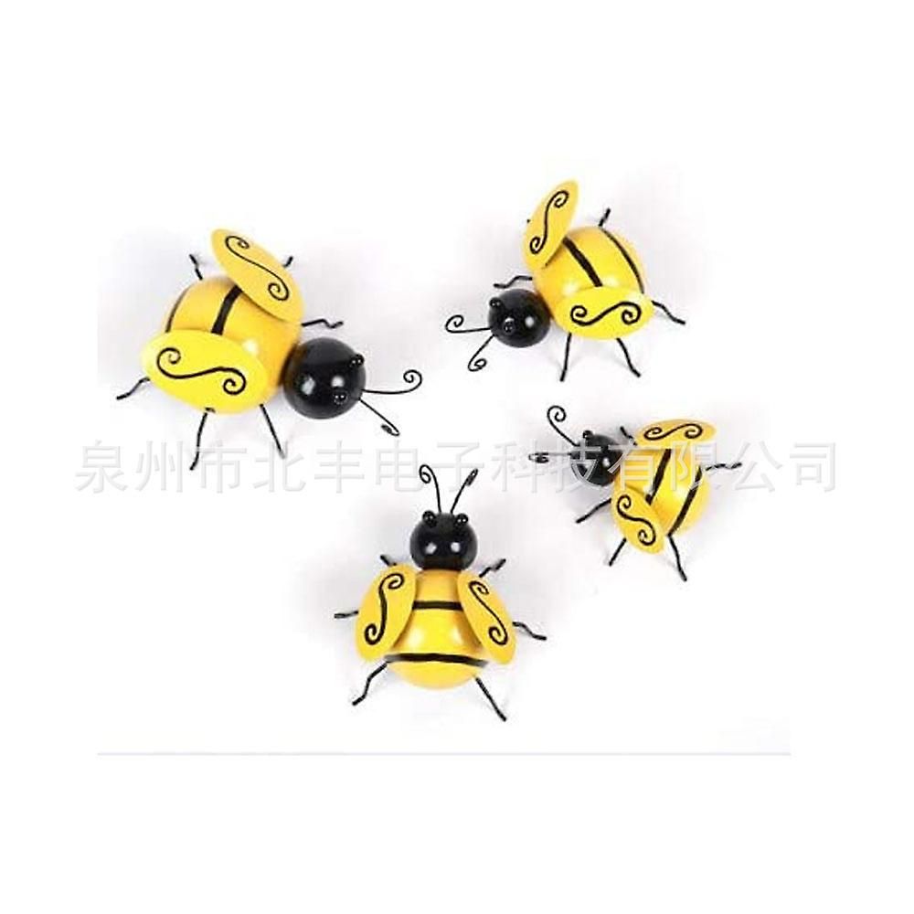 4pcs Metal Bumble Bee Decorations, Bee Wall Art 3d Sculpture, Bee Garden  Ornaments,metal Bumblebee | Fruugo Fr For Current Metal Wall Bumble Bee Wall Art (View 3 of 20)