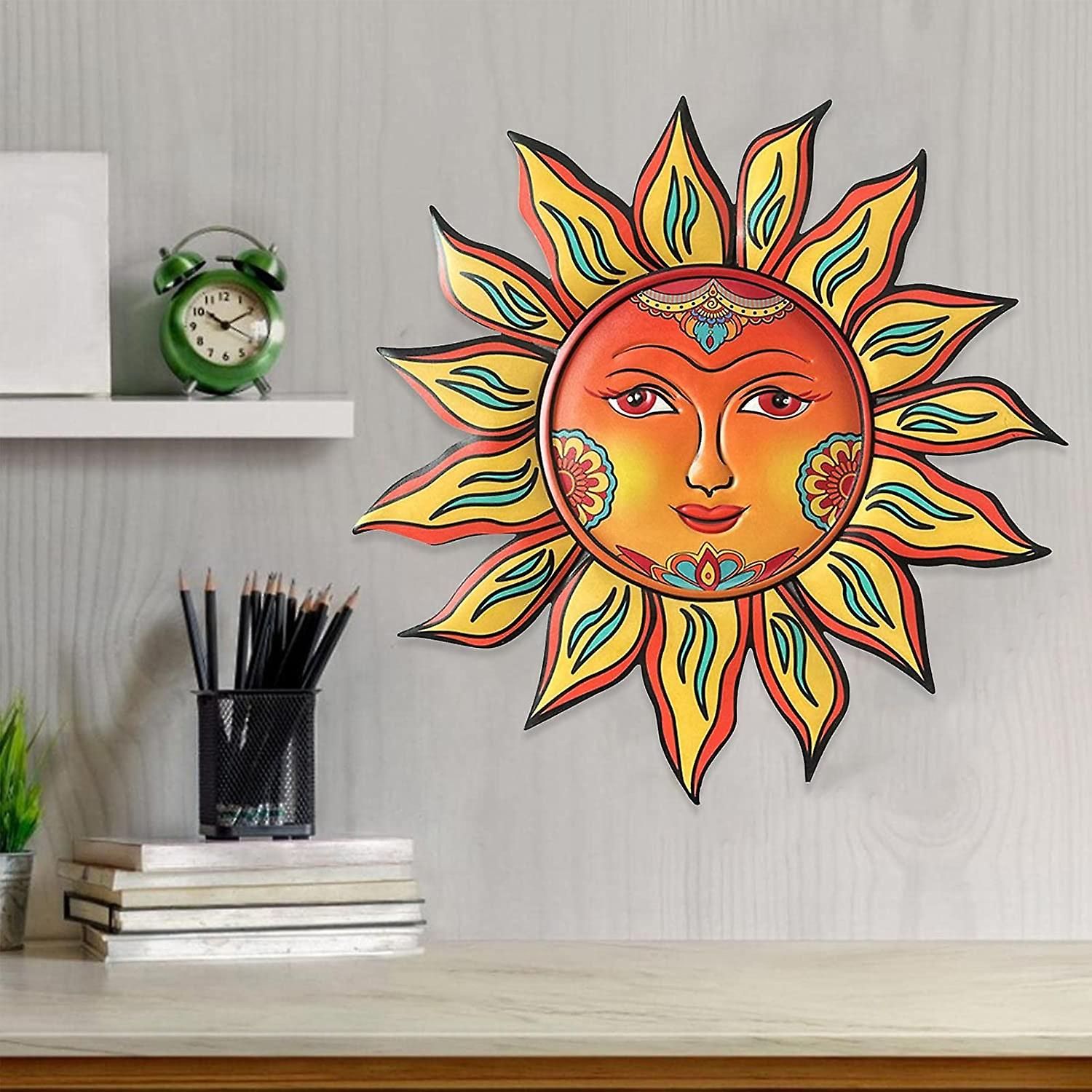 5 Pcs Sun Face Outdoor Wall Decor, Iron Metal Sun Wall Decor Outdoor, Outdoor  Hanging Decor, 3d Sun Face Wall Art Decorations For Garden, Patio, Fence |  Fruugo Ae With Most Popular Iron Outdoor Hanging Wall Art (View 18 of 20)