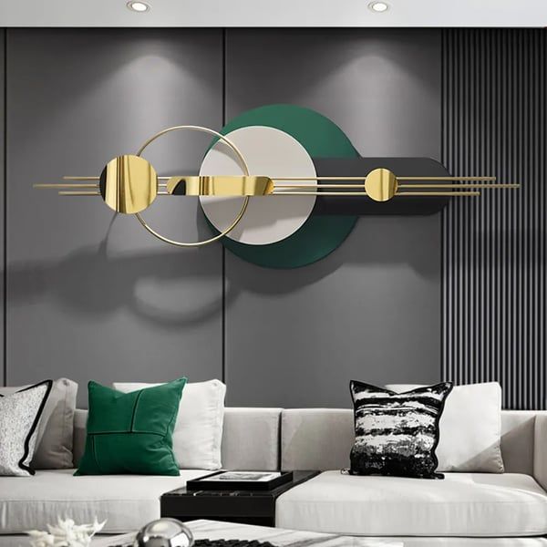 63"modern Metal Wall Decor For Living Room Bedroom Geometric Wall Art In  Gold & Green Homary In Newest Gray Metal Wall Art (View 18 of 20)