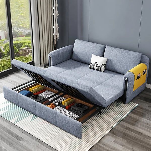 76.8'' Contemporary Cotton&linen Full Sleeper Sofa Convertible Storage Sofa  Bed Homary Intended For Sleeper Sofas With Storage (Gallery 1 of 20)