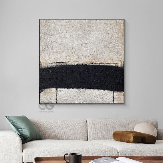 Abstract Beige And Black Minimalist Wall Art Framed Large – Etsy For Most Recent Black Minimalist Wall Art (Gallery 11 of 20)