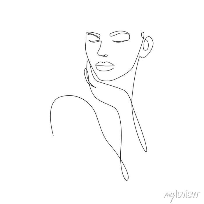 Abstract Line Art Woman Face. Woman Head One Line Drawing (View 8 of 20)