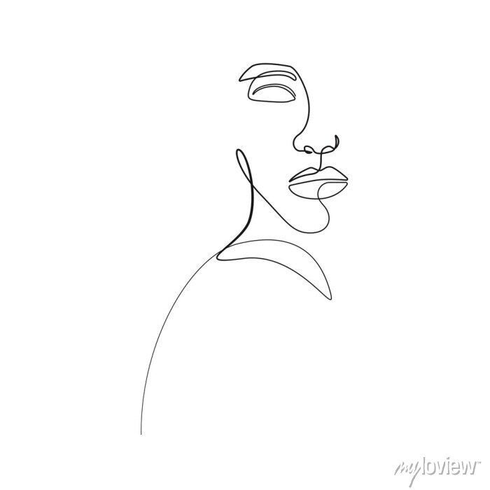 Abstract Line Art Woman Face. Woman Head One Line Drawing (View 11 of 20)