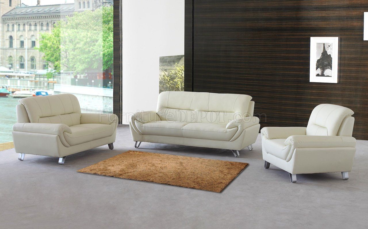 Almond Leather Modern Sofa, Loveseat & Chair Set W/options Throughout Modern Loveseat Sofas (Gallery 12 of 20)