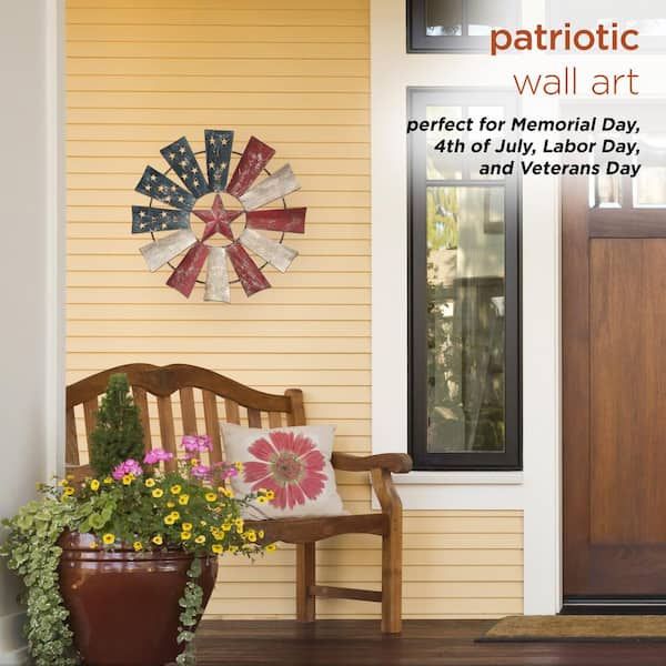 Alpine Corporation 21 In. Tall Indoor/outdoor Patriotic Windmill Wall Art  Decor Yhl430hh – The Home Depot In Most Recent Indoor Outdoor Wall Art (Gallery 12 of 20)