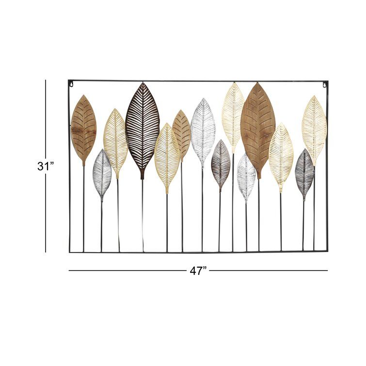 Andover Mills™ Multi Colored Metal Tall Cut Out Leaf Wall Décor With  Intricate Laser Cut Designs 47" X 1" X 32" & Reviews | Wayfair Pertaining To Newest Tall Cut Out Leaf Wall Art (View 19 of 20)