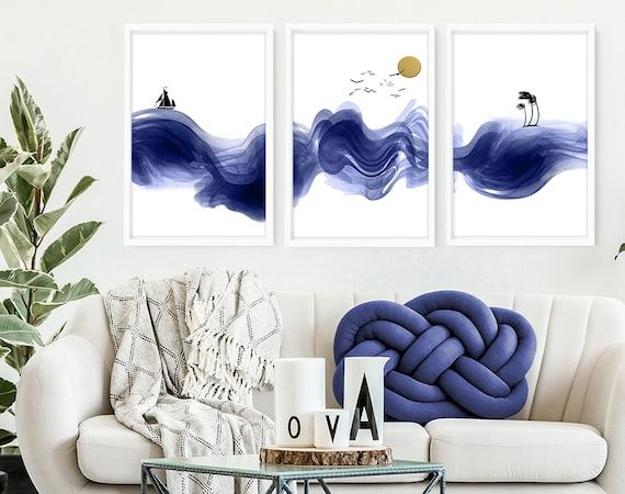 Beach Themed Home Decor Trendy And Framed 3 Piece Wall Art – Etsy With Newest Beach Themed Wall Art (Gallery 12 of 20)