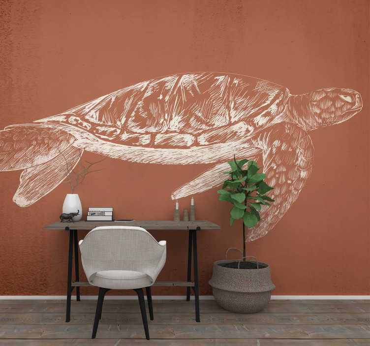 Beautiful Sea Turtle Wall Mural – Tenstickers In Most Recently Released Turtle Wall Art (View 19 of 20)