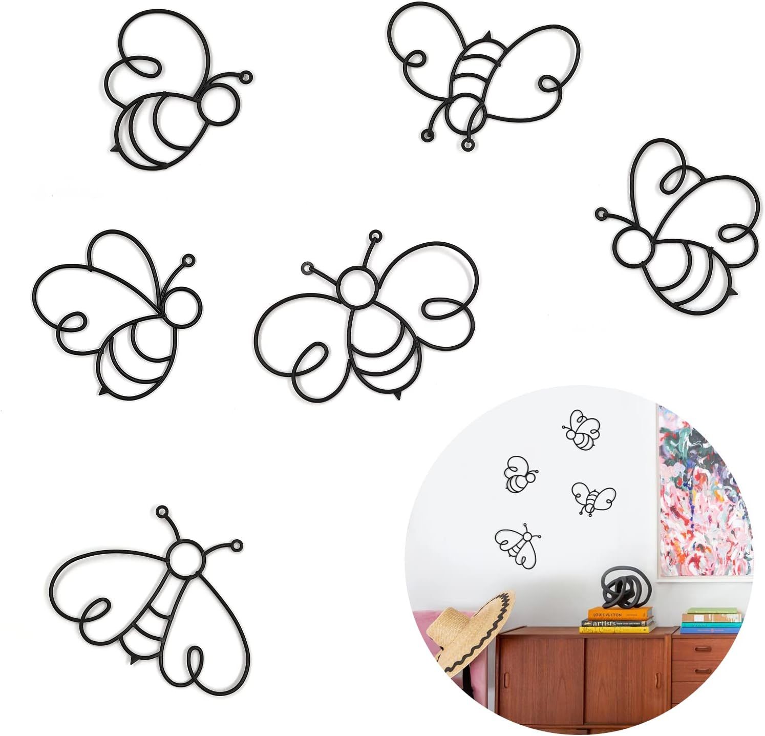Bee Metal Wall Art, Qmetalart 6pcs Bee Decor Bumble | Ubuy India Throughout Most Recently Released Metal Wall Bumble Bee Wall Art (View 20 of 20)