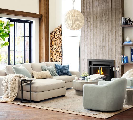 Big Sur Square Arm Upholstered Sofa Double Wide Chaise Sectional | Pottery  Barn Intended For Sofas With Double Chaises (View 6 of 20)