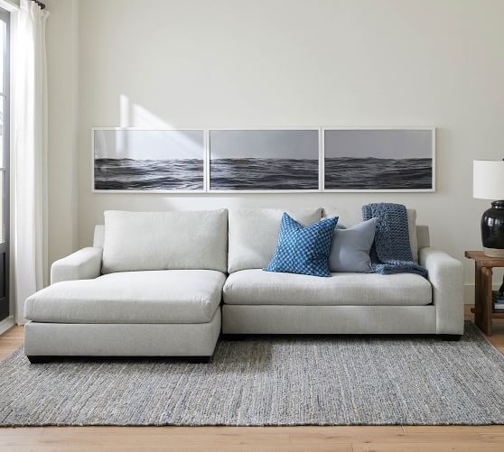 Big Sur Square Arm Upholstered Sofa Double Wide Chaise Sectional | Pottery  Barn With Regard To Sofa Beds With Right Chaise And Pillows (View 10 of 20)