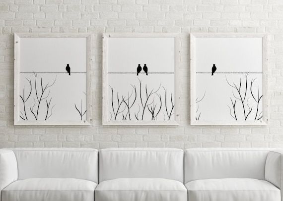 Bird Silhouette Trio Bird Wall Art Digital Wall Art Wall – Etsy Regarding 2018 Silhouette Bird Wall Art (View 6 of 20)