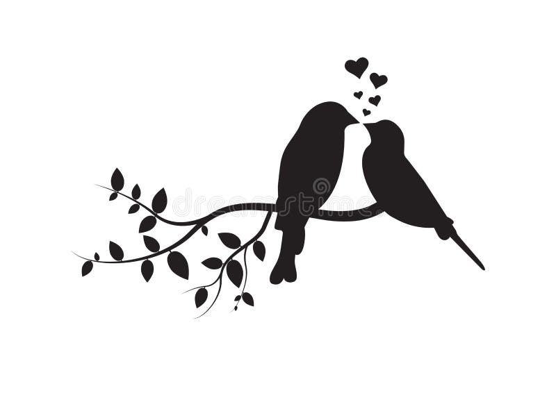 Birds On Branch, Wall Decals, Couple Of Birds In Love, Birds Silhouette On  Branch And Hearts Illustration Stock Vector – Illustration Of Romantic,  Design: 139552848 With Latest Silhouette Bird Wall Art (View 9 of 20)
